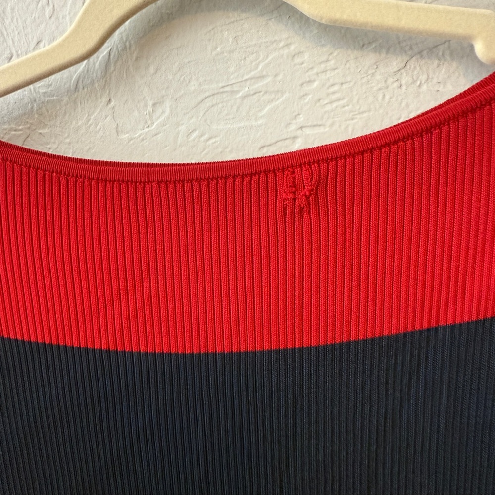 Lauren Ralph Lauren Patney Colorblock Midi Dress Navy Blue Red Long Sleeve Small - Picture 4 of 6